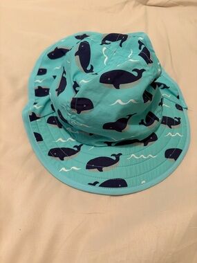 Pottery Barn Baby Whale Print Bucket Hat - Aqua